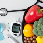 person checking blood sugar levels with glucose meter